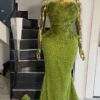 Olive Crystal Mermaid Evening Gown