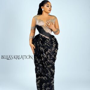 Alternative view of Silver & Onyx Draped Reception Gown