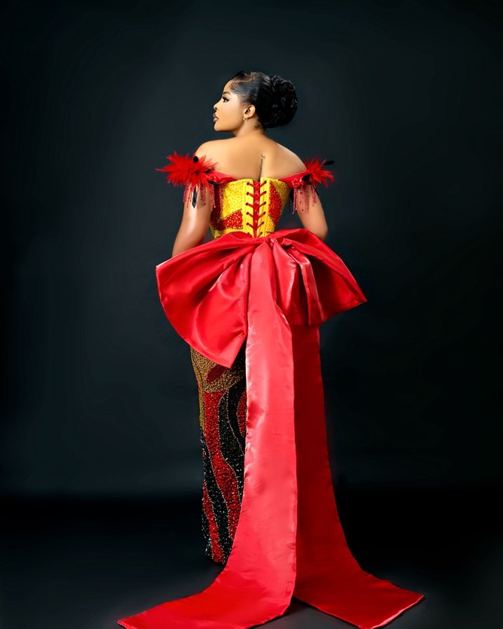 Firebird Feathered Off-Shoulder Gown - Image 4