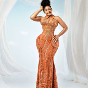 Copper Radiance Crystal Mermaid Gown