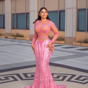 Blush Pink Illusion Mermaid Reception Gown