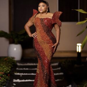 Alternative view of Bronze Ombre Sculpted Mermaid Reception Gown