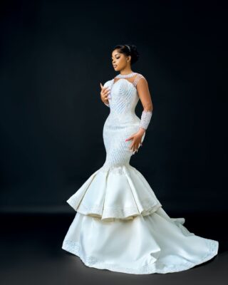 Pearl Cascade Tiered Mermaid Wedding Dress